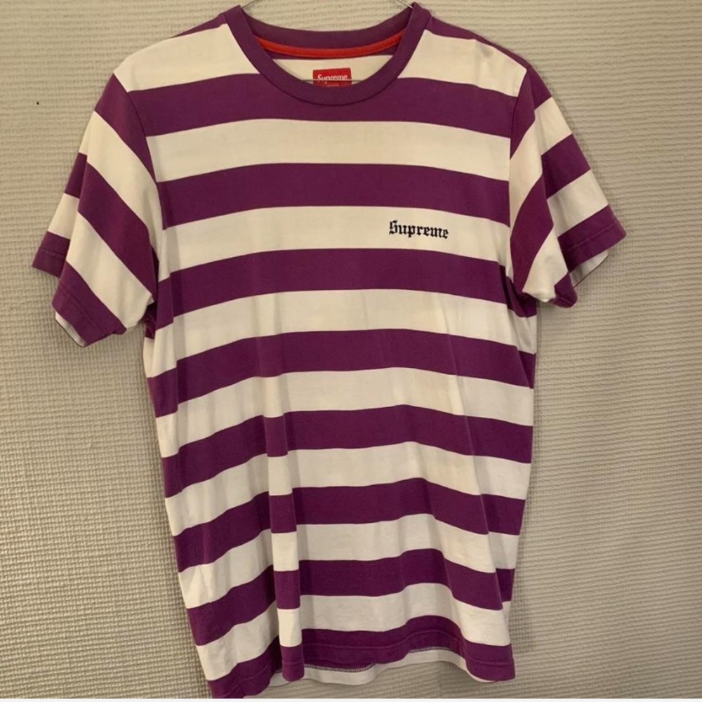 Supreme striped purple and white shirt